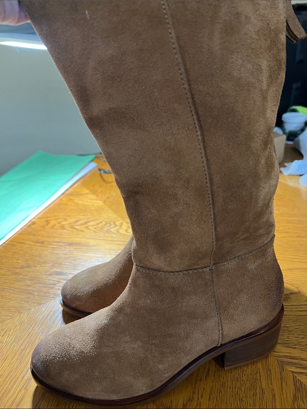 naughty monkey Suede Mid-Calf Slouch Style Heeled Boots - Reddish Brown - Picture 8 of 10